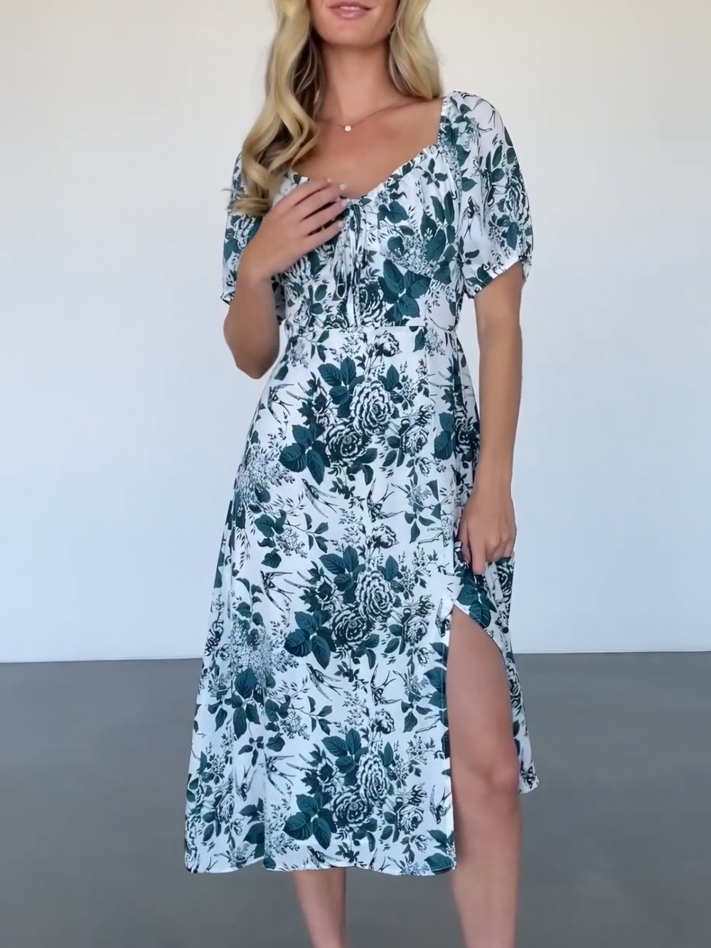 Baltic Born Cadence Jade and White Floral Sweetheart Midi Dress